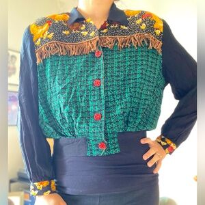 Vintage Carole Little Western Fringe Chicken Blouse